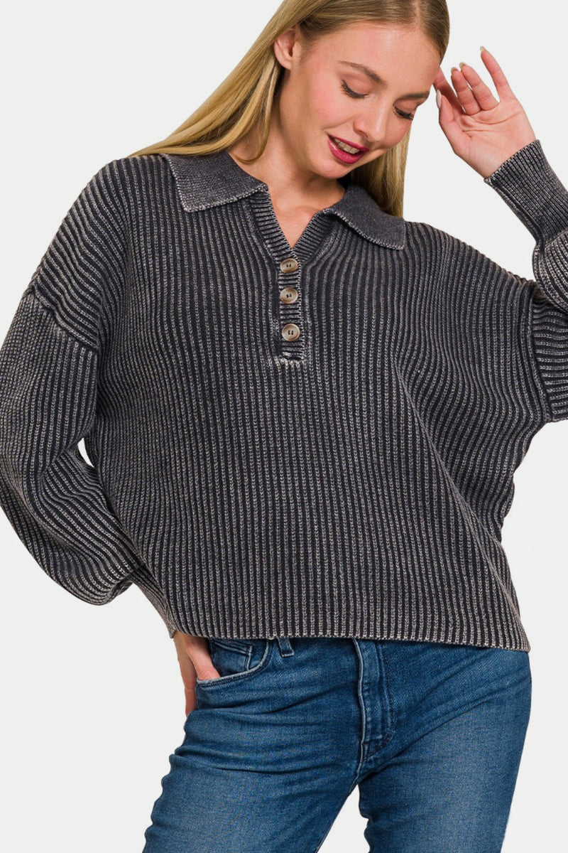 Half Button Knitted Sweater