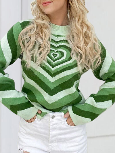 Heart Mock Neck Knitted Sweater main image 1