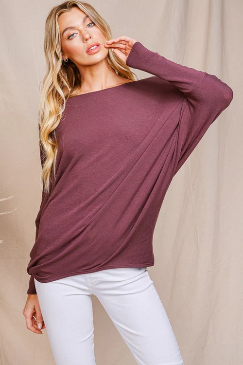 FRENCH TERRY DOLMAN SLEEVE SWEATER