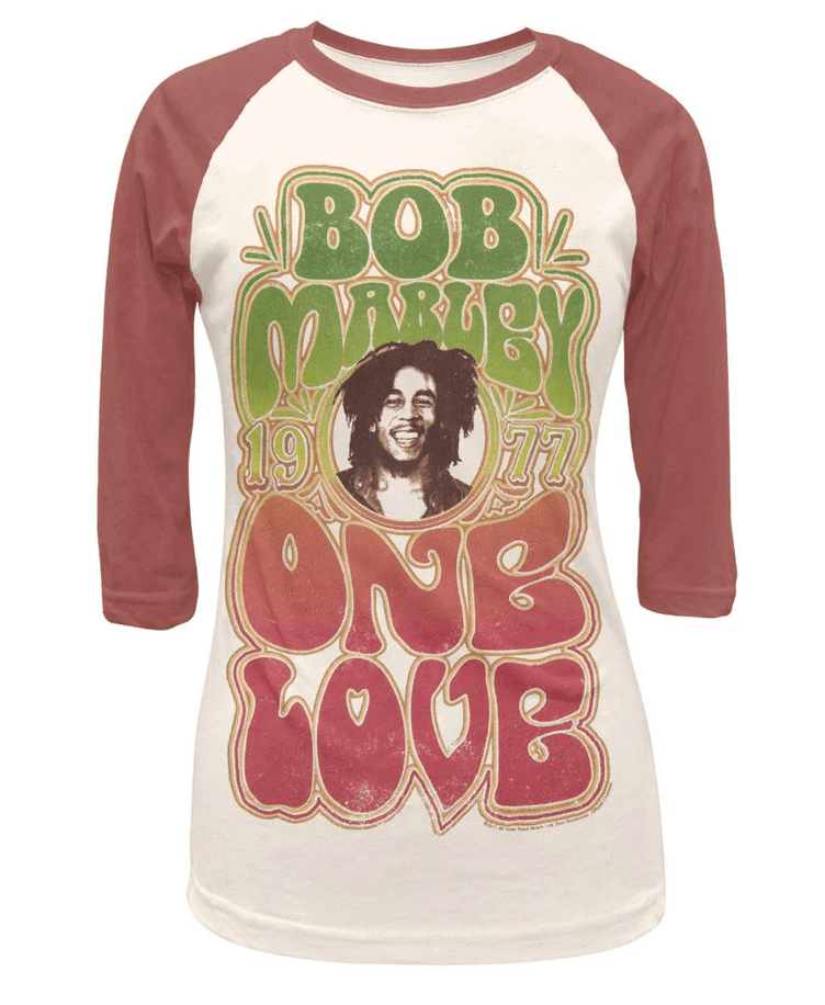 Bob Marley - One Love Juniors Clay Red Raglan
