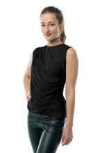 Load image into Gallery viewer, Shirred Gathered Detail Satin Tank
