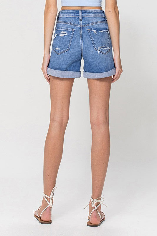 High Rise Shorts W Rolled Cuff