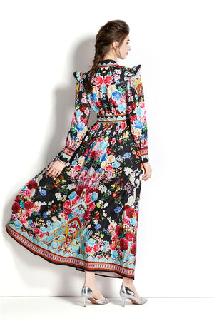 Printed Button Up Maxi Dress