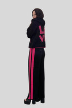 Load image into Gallery viewer, Black W/ Hot Pink &quot;Love&quot; Jacquard Sweater Hoodie
