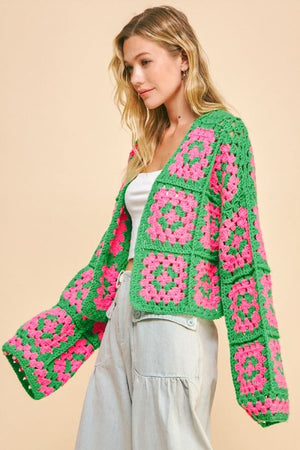 Full Size Square Crochet Cardigan