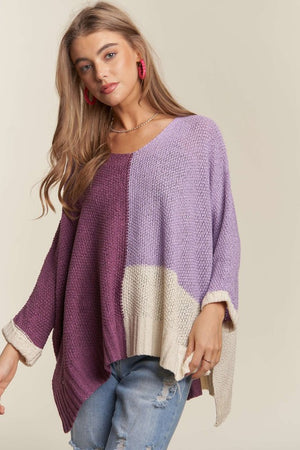 Side Slit Color Block Sweater