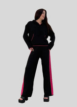 Load image into Gallery viewer, Black W/ Hot Pink &quot;Love&quot; Jacquard Sweater Flare Pants
