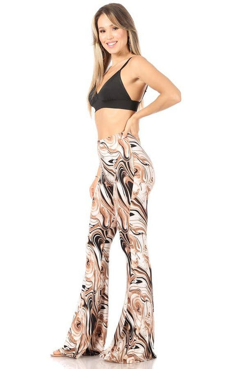 Marble Print Wide Leg Flare Pant