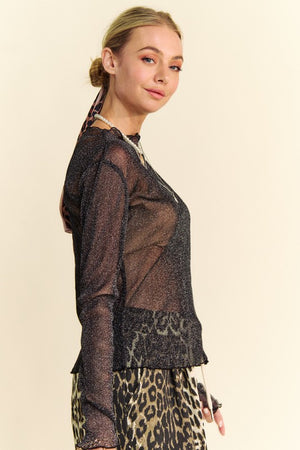 Mesh Glitter Lettuce Hem Top