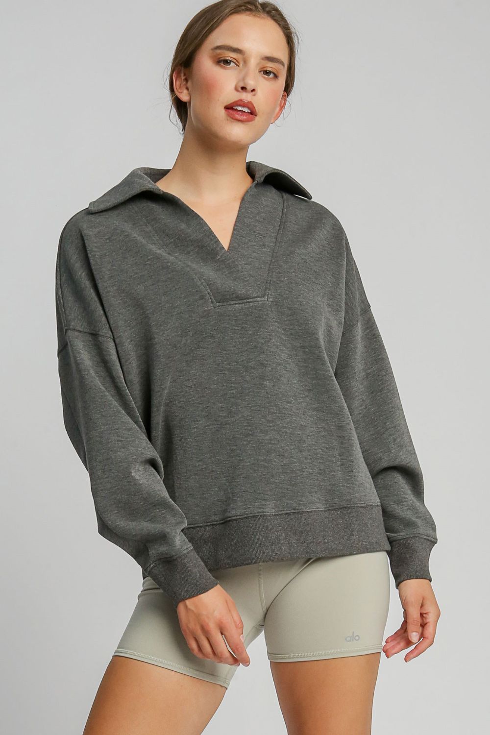 Collar Dropped Shoulder Sweatshirt