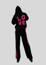 Load image into Gallery viewer, Black W/ Hot Pink &quot;Love&quot; Jacquard Sweater Flare Pants
