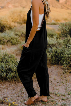 Full Size V-Neck Sleeveless Jumpsuit with Pockets