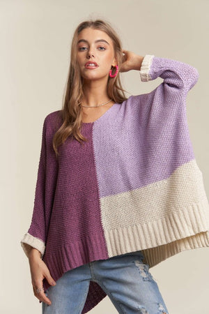 Side Slit Color Block Sweater