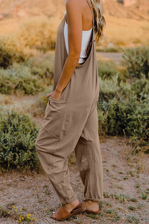 Full Size V-Neck Sleeveless Jumpsuit with Pockets