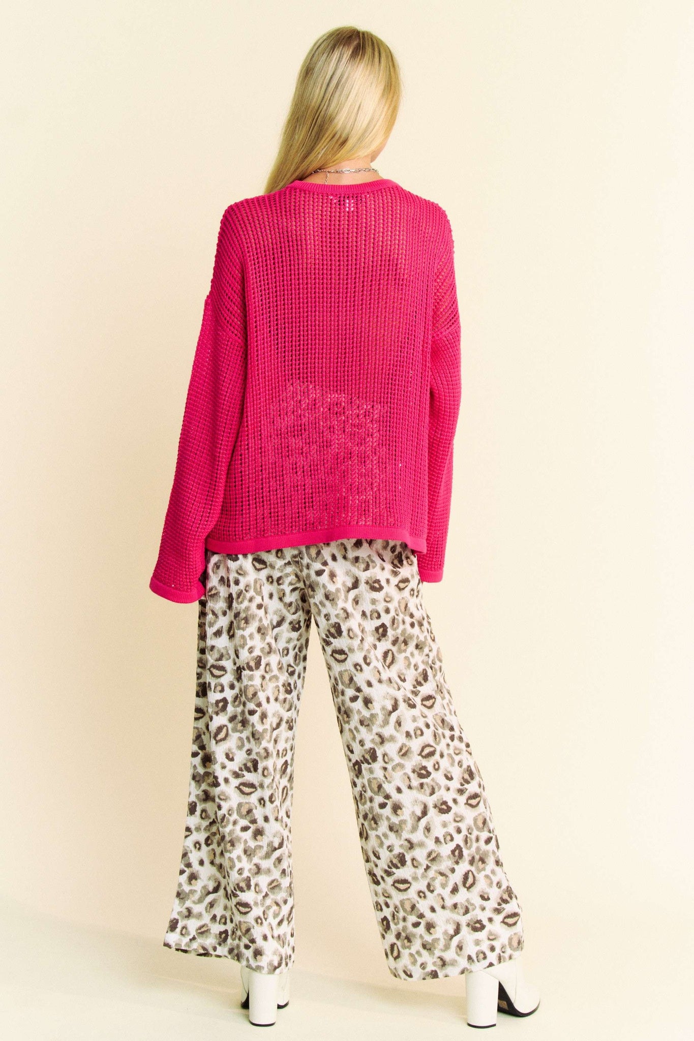 Drawstring Leopard Wide Leg Pants