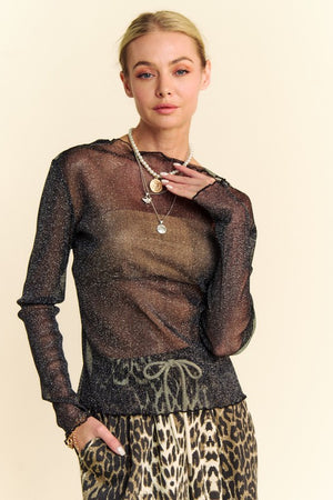 Mesh Glitter Lettuce Hem Top