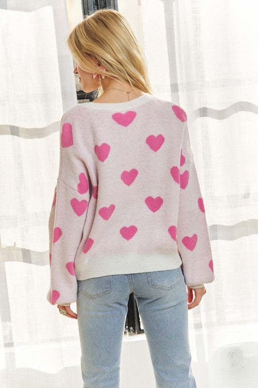 Heart Drop Shoulder Sweater