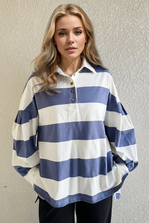 Striped Collared Neck Top