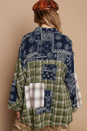 Patchwork Button Up Shirt