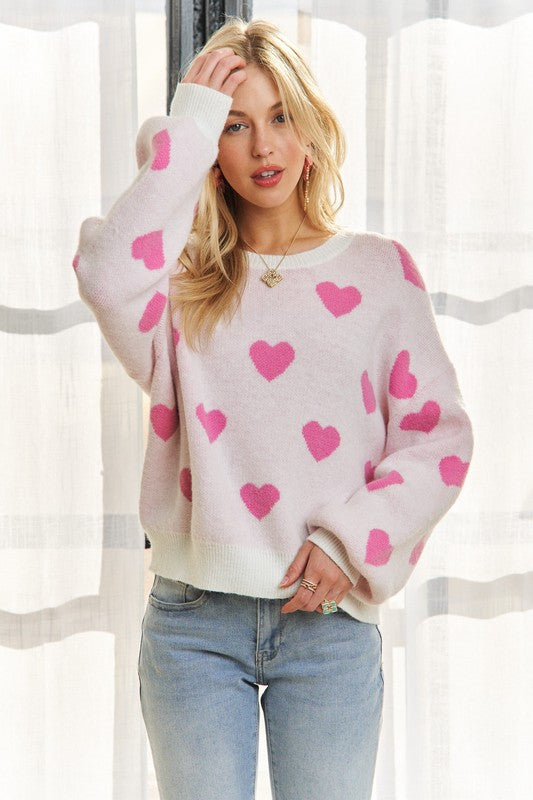 Heart Drop Shoulder Sweater