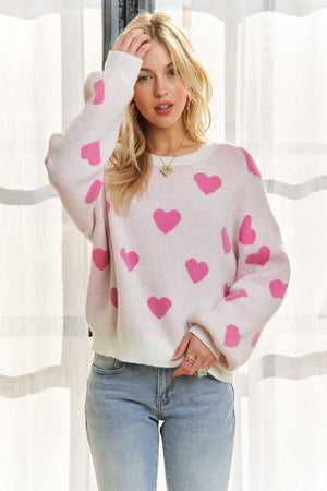 Heart Drop Shoulder Sweater