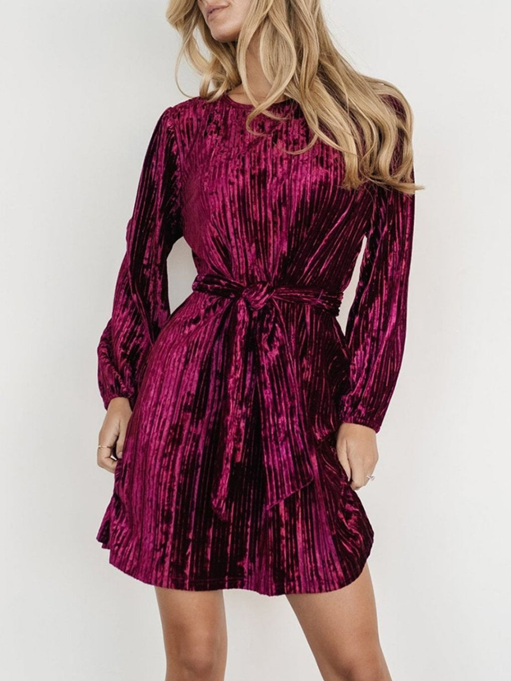 Velvet Long Sleeve Mini Dress