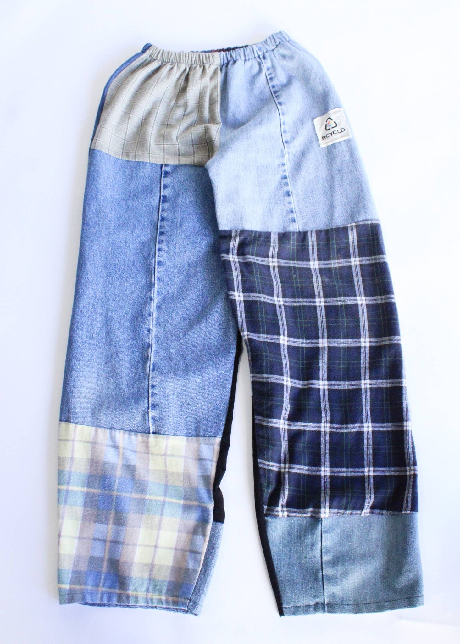 Flannel & Denim Patchwork Pants