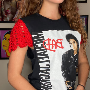 OOAK Michael Jackson Bad Crochet Flutter Sleeve Top