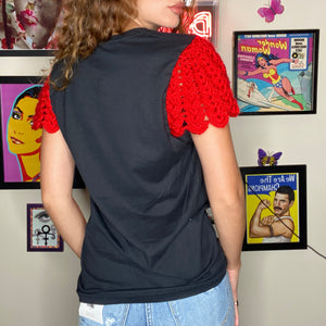 OOAK Michael Jackson Bad Crochet Flutter Sleeve Top