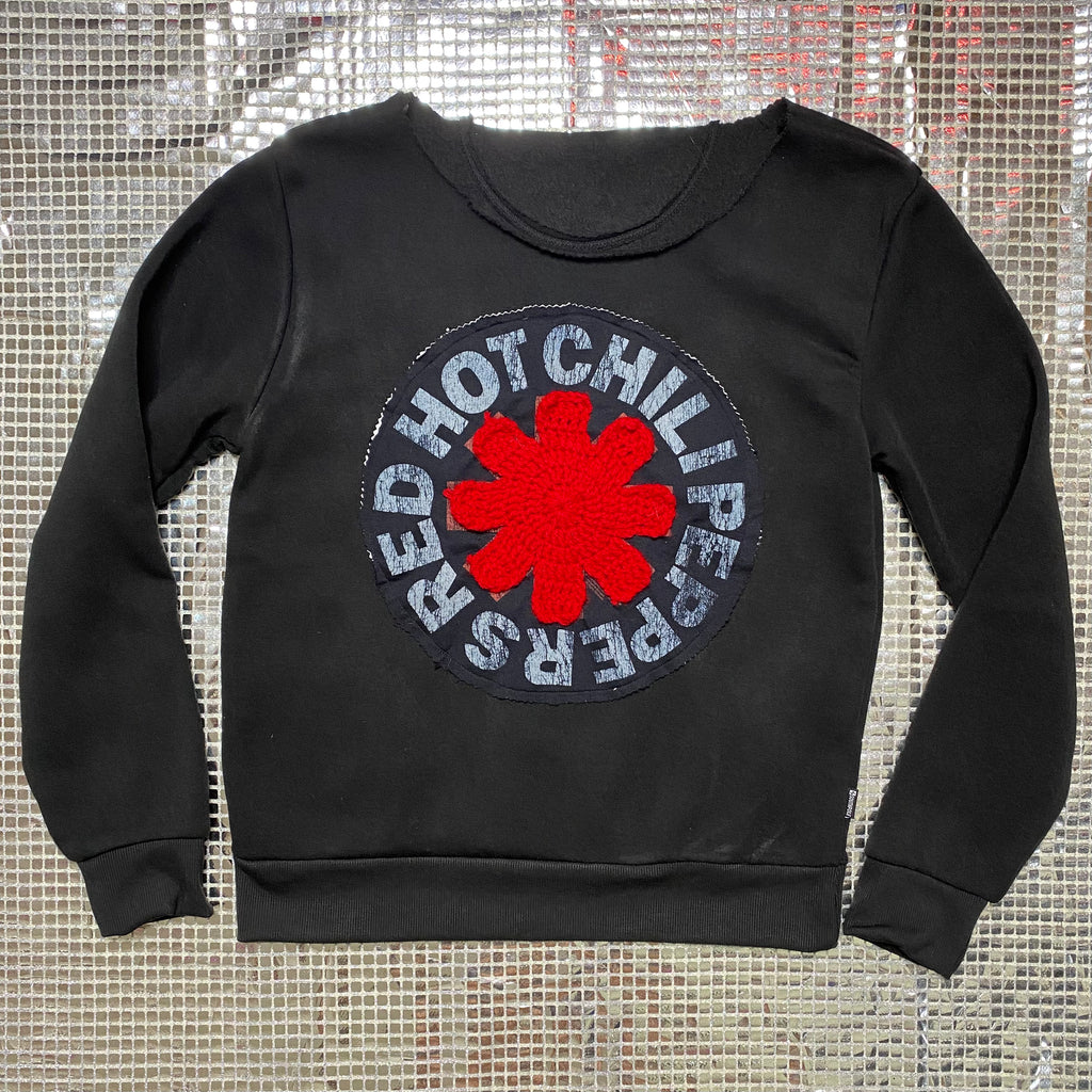 OOAK Red Hot Chilli Peppers Crochet Logo Sweatshirt