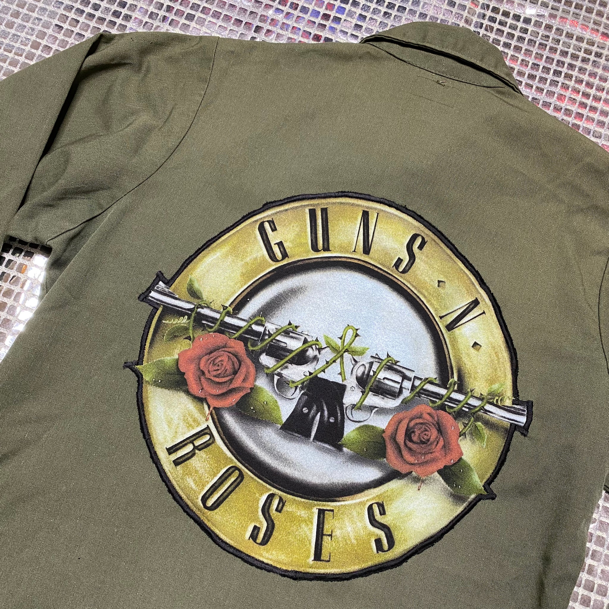 Upcycled Guns N Roses Army Shirt Jacket