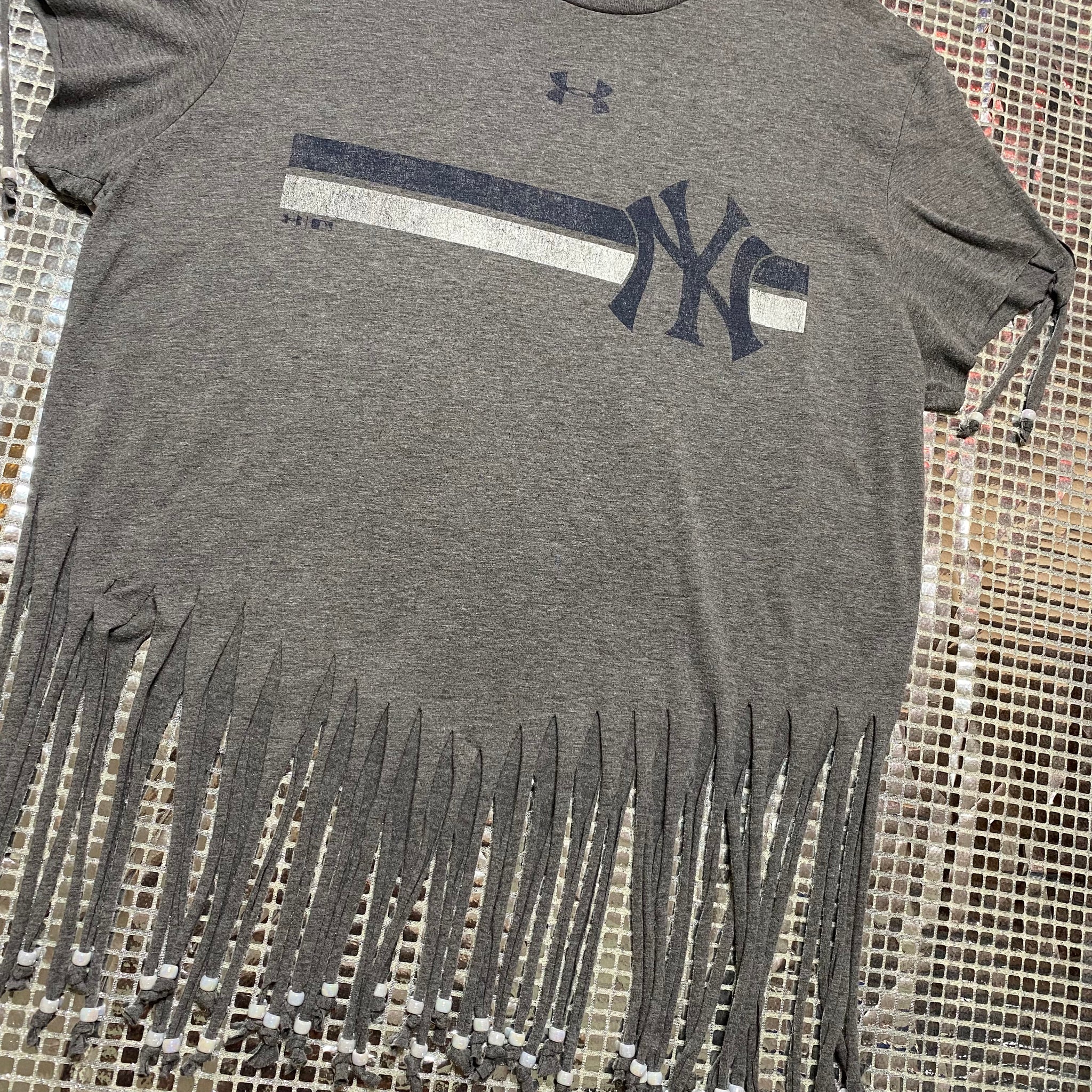 OOAK Vintage Yankees Fringe Beaded Tee