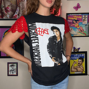 OOAK Michael Jackson Bad Crochet Flutter Sleeve Top