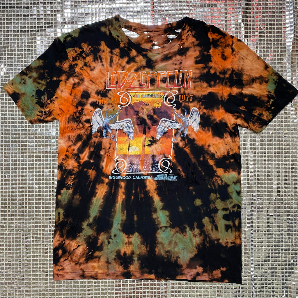 OOAK Reverse Tie Dye Led Zeppelin Distressed Tee