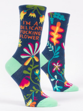 Load image into Gallery viewer, I&#39;m A Delicate Fucking Flower W-Crew Socks
