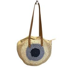 Load image into Gallery viewer, Evil Eye Straw Beach Bag
