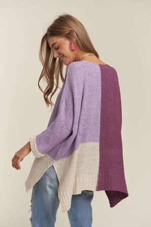 Side Slit Color Block Sweater