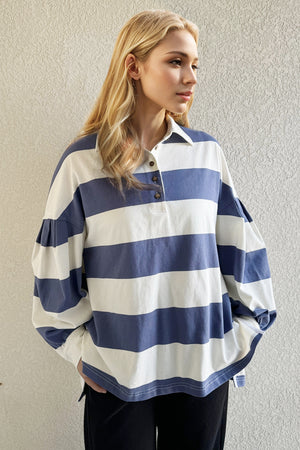 Striped Collared Neck Top