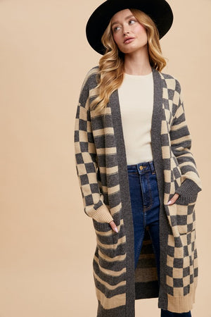 Checkered & Striped Cardigan