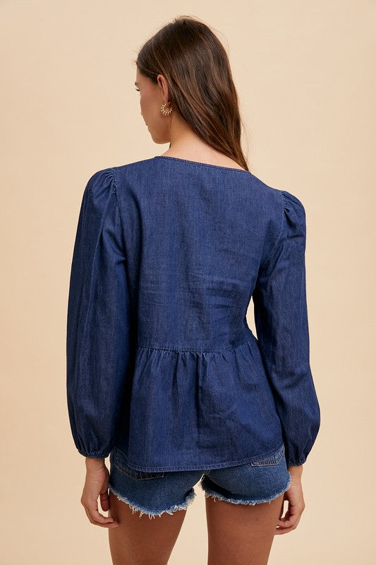 Peplum Denim Top