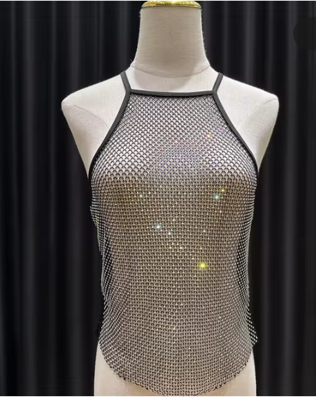 Crystal Mesh Halter Top