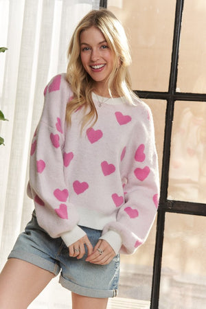 Heart Drop Shoulder Sweater