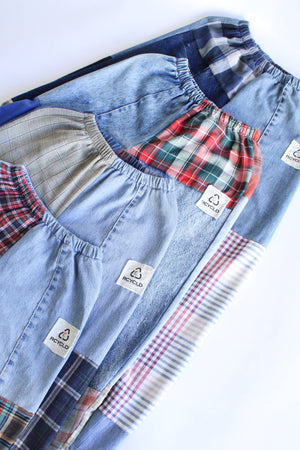 Flannel & Denim Patchwork Pants