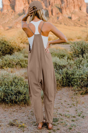 Full Size V-Neck Sleeveless Jumpsuit with Pockets