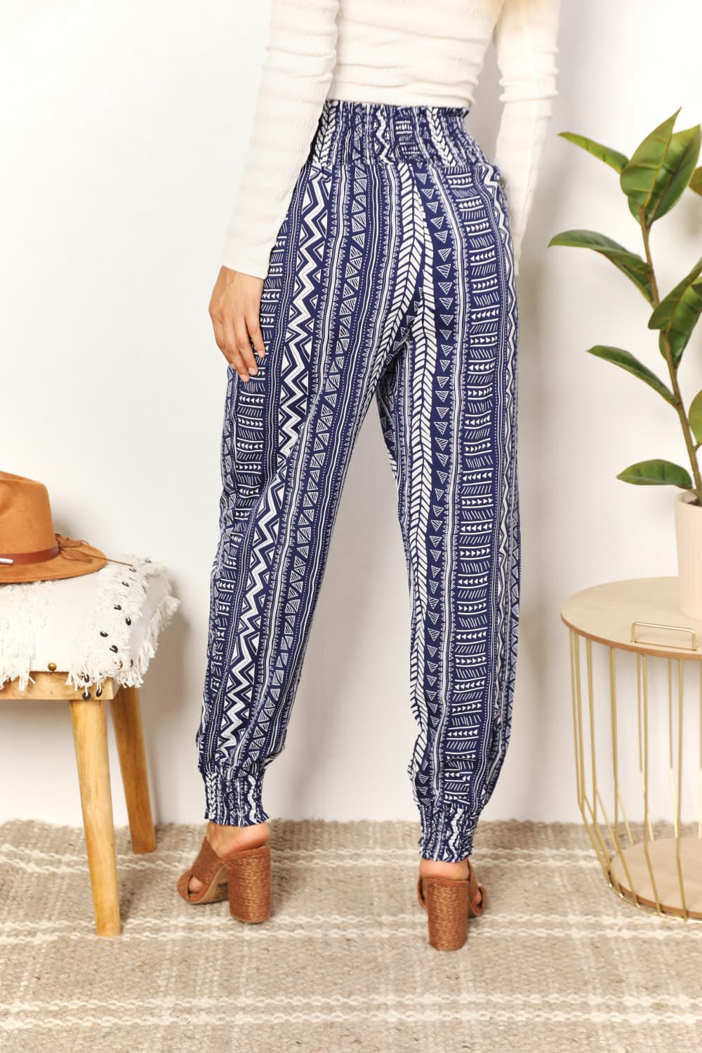 Geometric Print Tassel High-Rise Pants