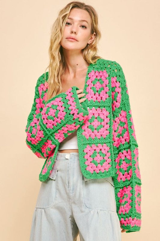 Full Size Square Crochet Cardigan