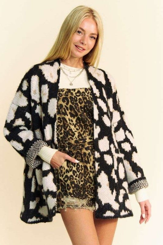 Leopard Open Front Cardigan