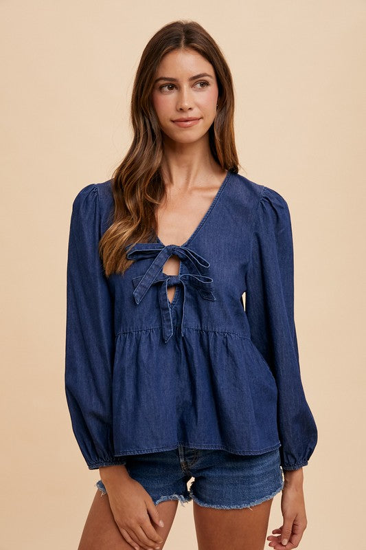 Peplum Denim Top