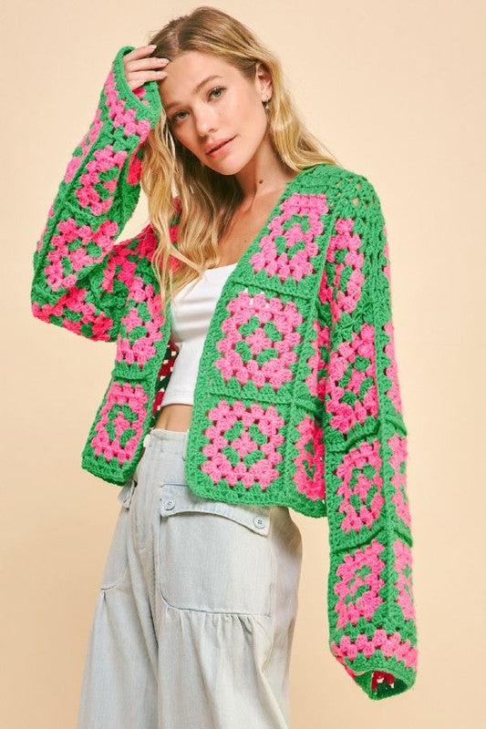 Full Size Square Crochet Cardigan