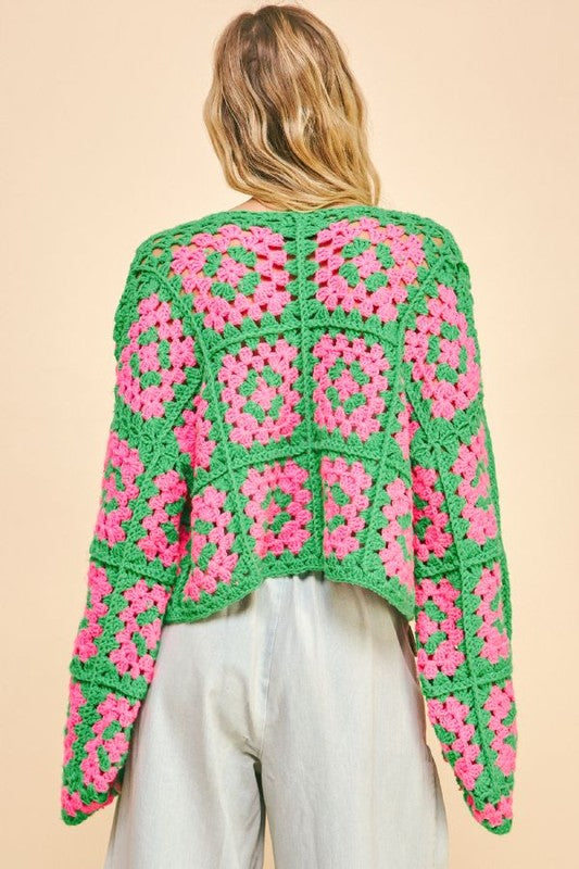 Full Size Square Crochet Cardigan